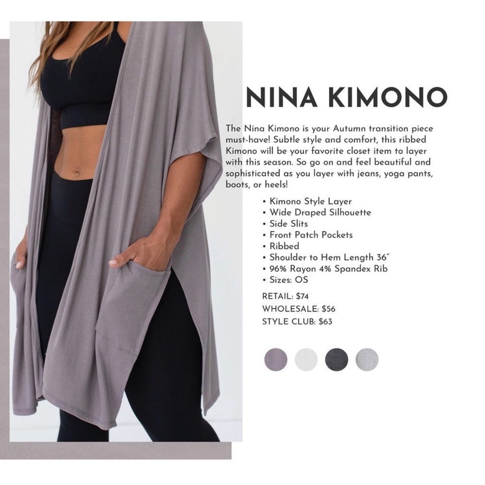 SAVVI Ribbed Nina Kimono OS - Picture 8 of 8